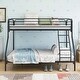 preview thumbnail 1 of 7, Black Heavy Duty Twin-Over-Full Metal Bunk Bed with Enhanced Guardrail Black