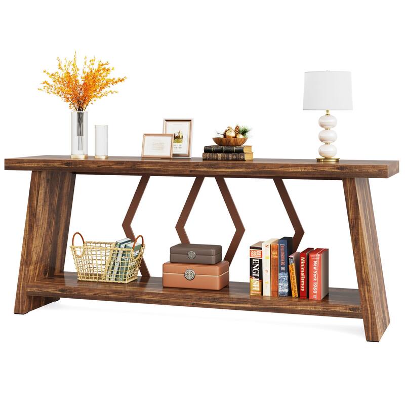 70.86-Inch Console Table, Wood Entryway Table with Storage, Couch Side Foyer Hallway Accent Table for Living Room, Entrance