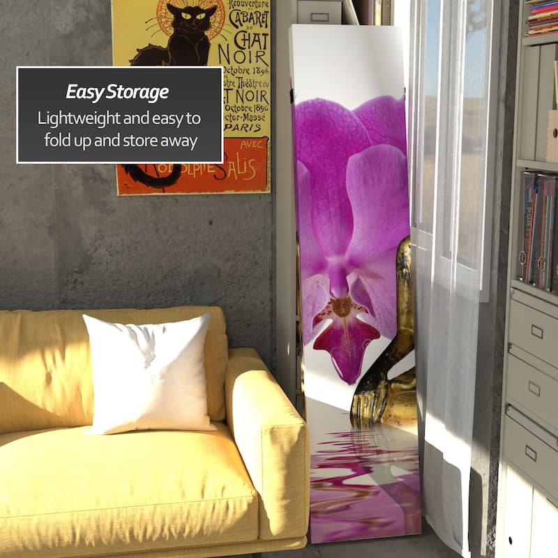 6-Foot Tall Canvas Double-Sided Thai Buddha Room Divider