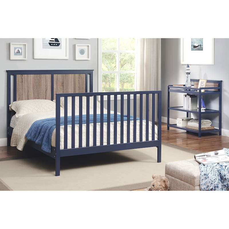 Connelly 4-in-1 Convertible Crib Midnight Blue/Vintage Walnut - Blue+Brown