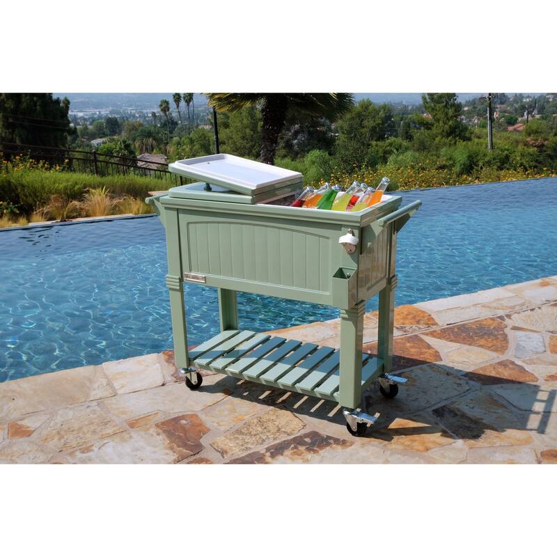 Permasteel 80-Qt Antique Furniture Style Rolling Patio Cooler