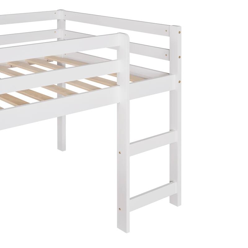 Multifunctional Twin Loft Bed with Slide, White, Solid Pine Construction