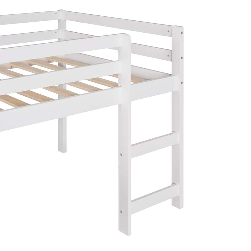 Twin Size Solid Wood Loft Bed with Slide and Ladder