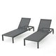 preview thumbnail 8 of 52, Cape Coral Outdoor Aluminum Chaise Lounge (Set of 2) by Christopher Knight Home - 77.56" D x 25.20" W x 11.80" H