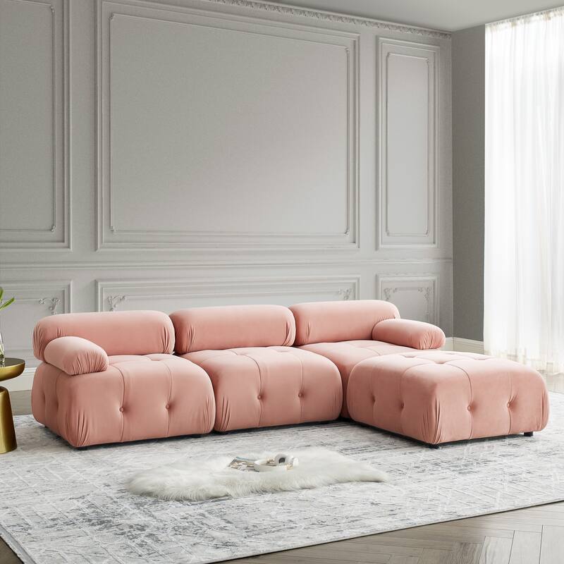 Ouyessir Modern Velvet Upholstered Large Modular Sectional Sofa with Removable Armrest