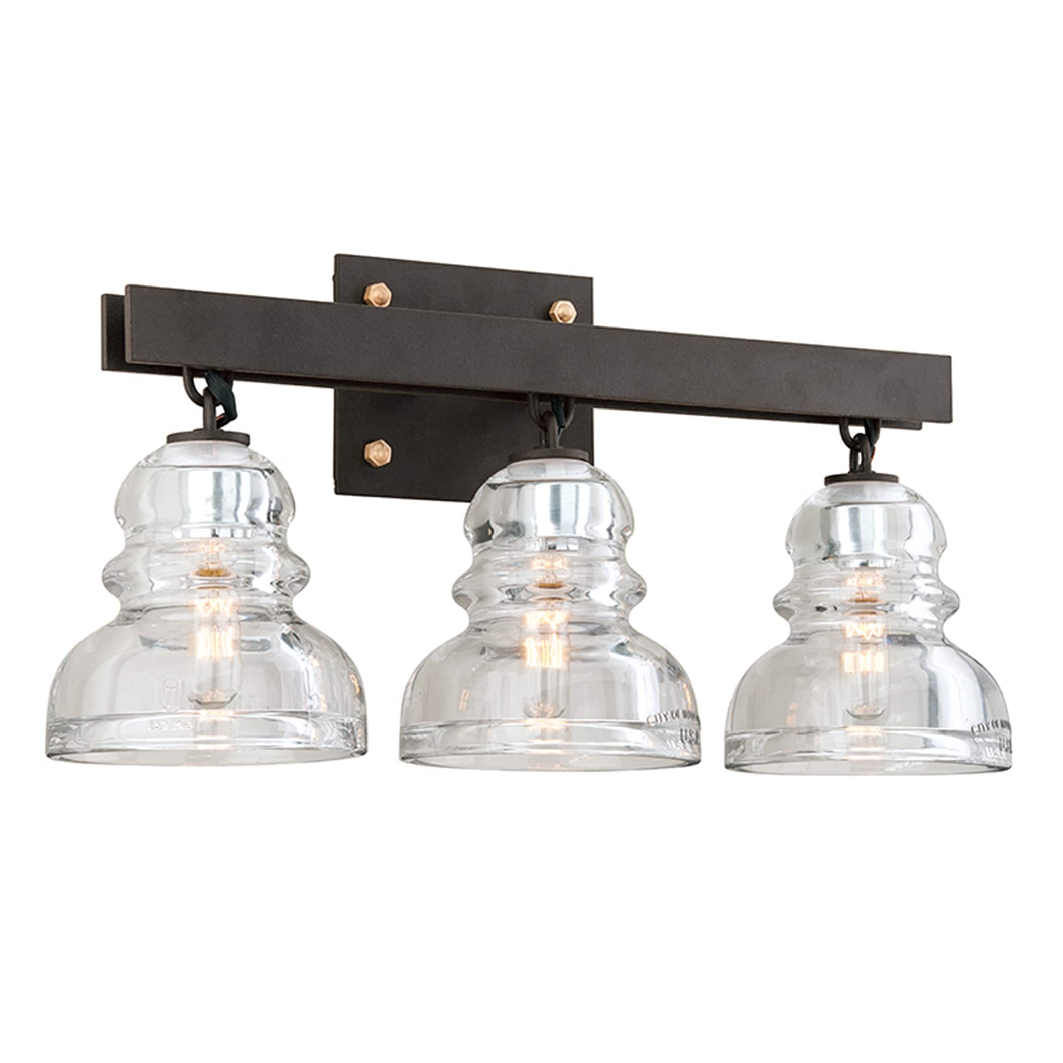 Deep Bronze Finish with Historic Pressed Clear Glass B3971 Troy Lighting Menlo Park 1-Light Wall Sconce 