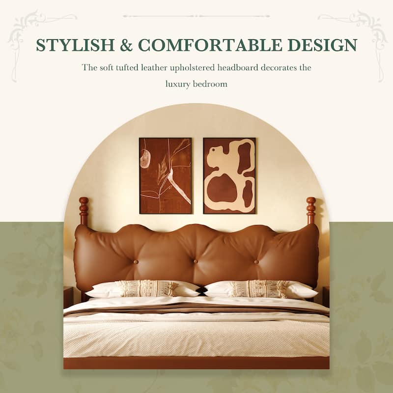 Calka Luxury Upholstered PU Leather Bed by Christopher Knight Home