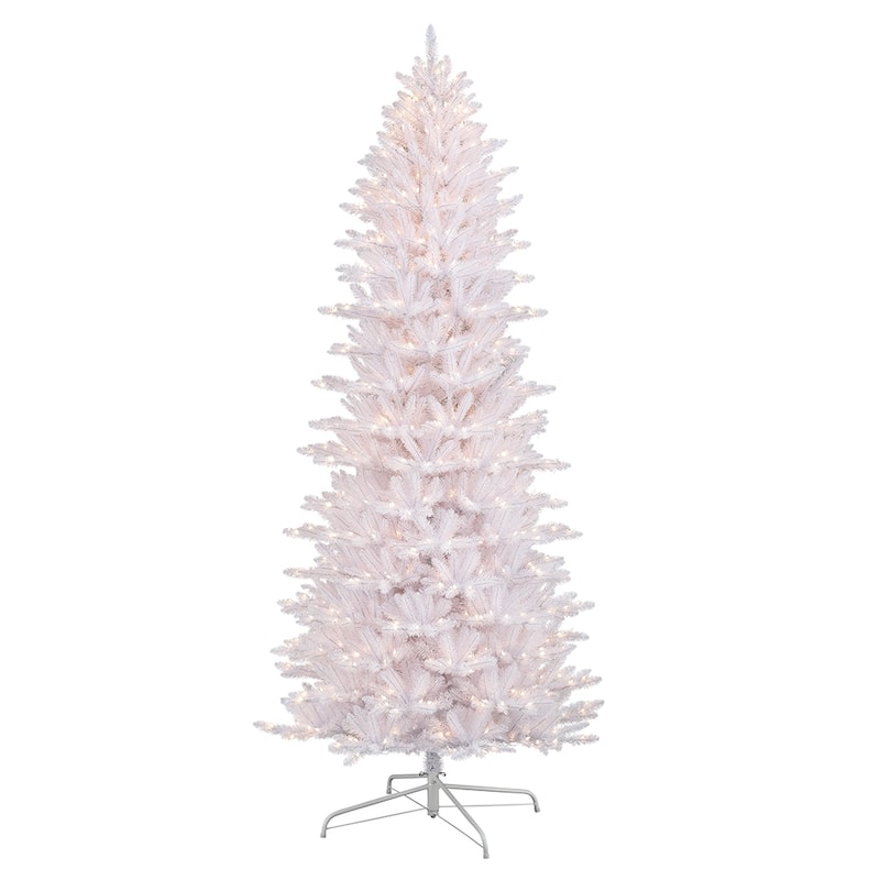 Puleo International 9 ' Pre-Lit White Slim Fraser Fir Artificial Christmas Tree