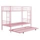 preview thumbnail 14 of 14, Twin Over Twin Bunk Bed with Trundle,Metal Bunkbeds with Ladder and Full-Length Guardrail