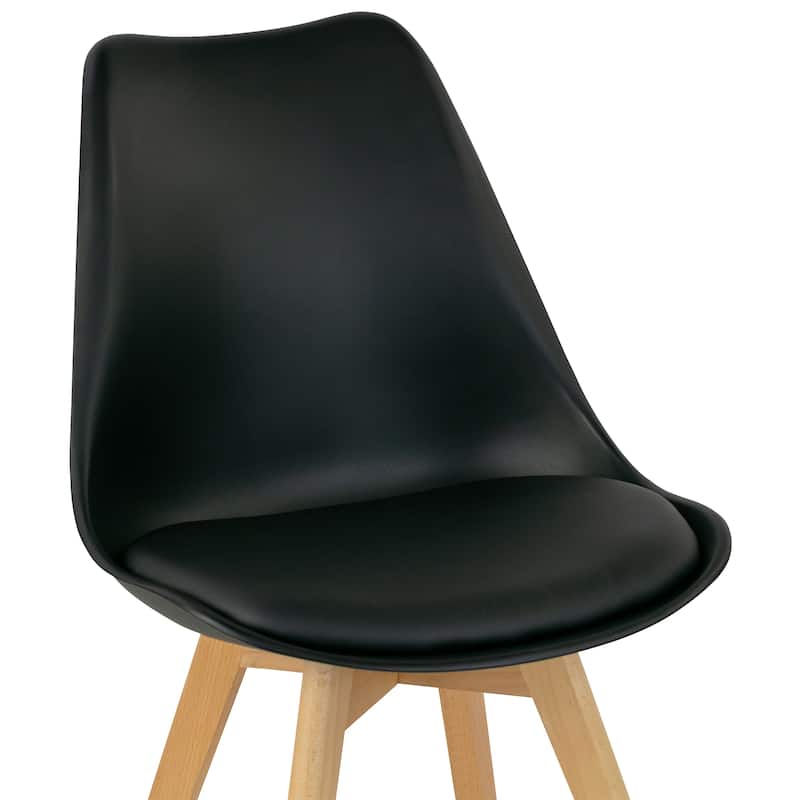Set of 4 Balint Black Cushioned Plastic Dining Chairs