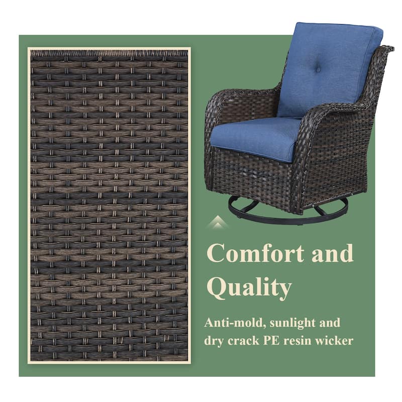 Gymojoy Patio Swivel Chair Rocking Chair Set