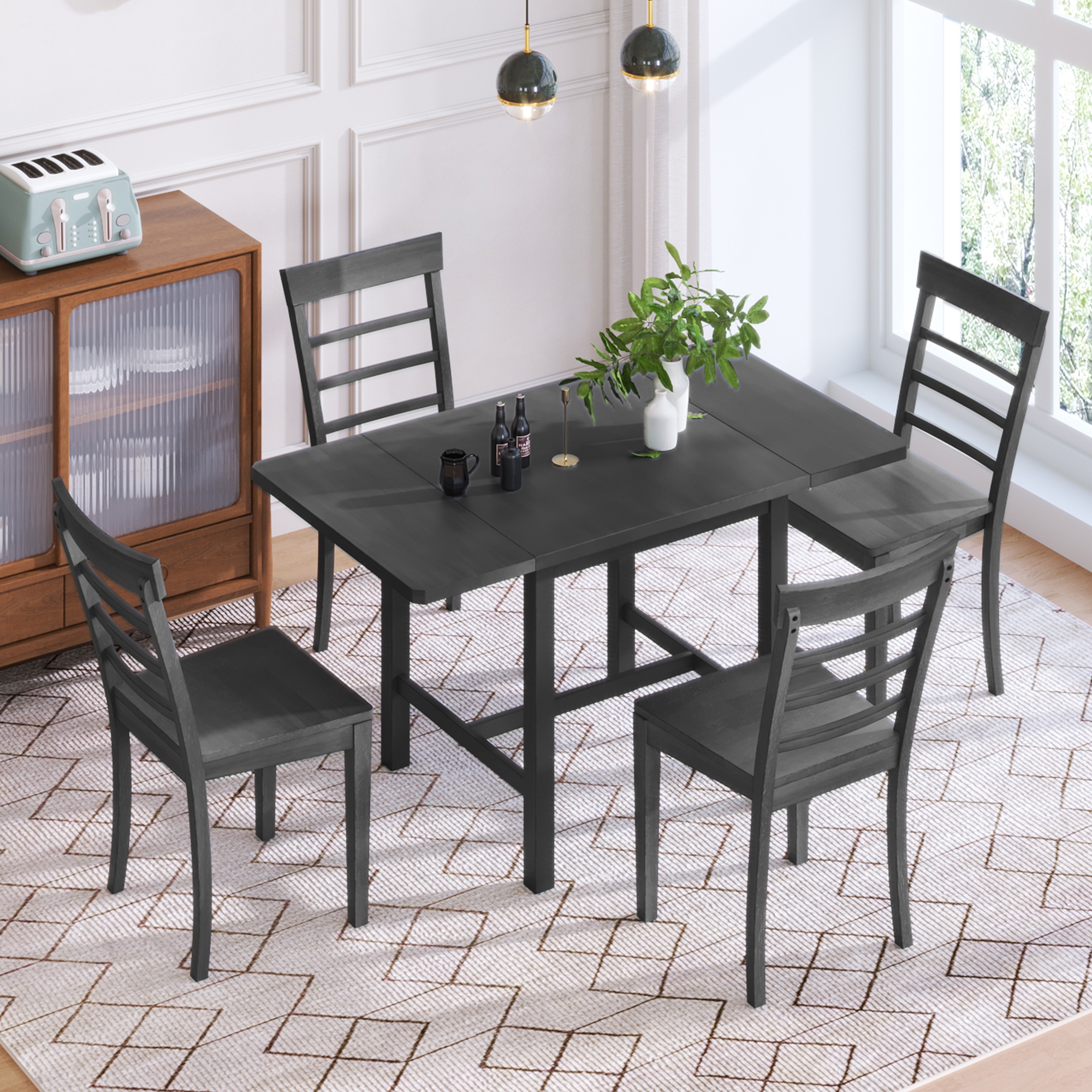 Rectangular drop leaf dining table with chairs sales