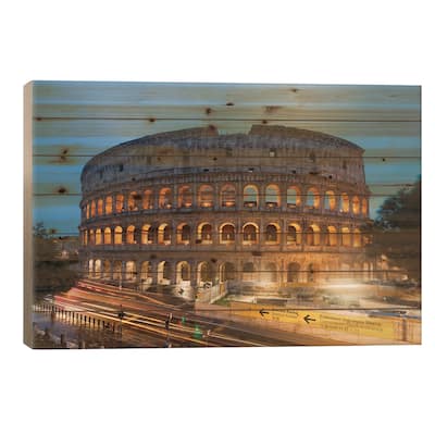 Night At The Colosseum III Print On Wood by Matteo Colombo - Multi-Color