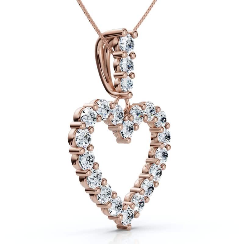 2Ct Diamond Heart Penant Gold Lab Grown Women's Necklace 18"