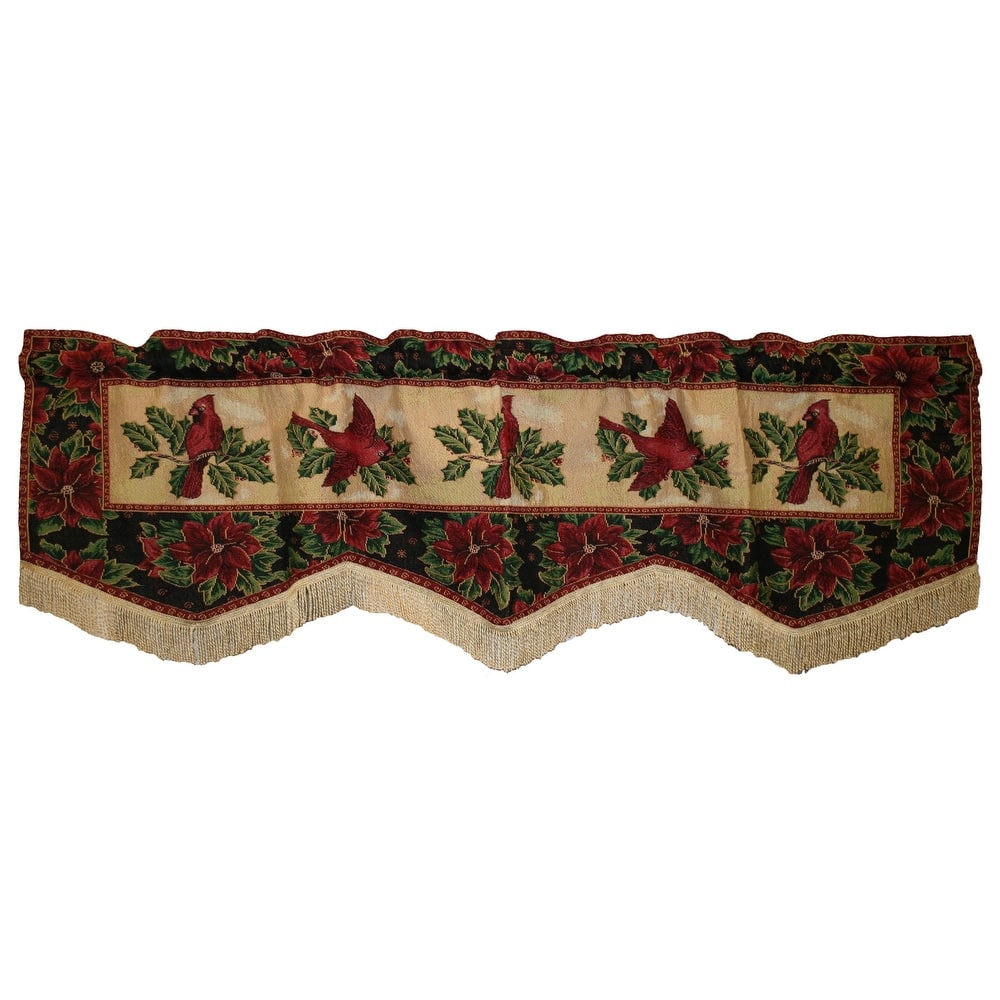 Violet Linen Decorative Christmas Holiday Pattern Tapestry, 60" x 15", Straight, Rod Pocket Curtain Valance