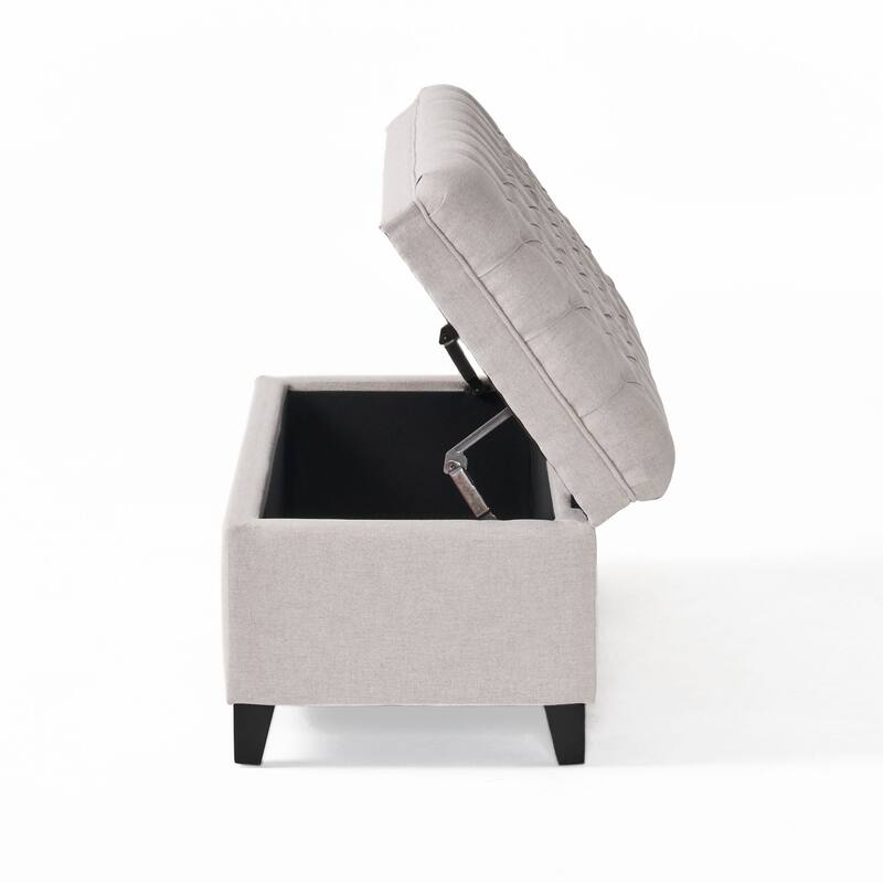 Storage Ottoman, 50" Upholstered End of Bed Bench with Safety Hinge, Large Entryway Bench, Foot Rest Stool for Living Room