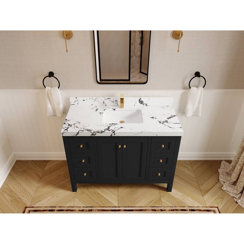 Willow Collections 48 in. W x 22 in. D Nashville Single Sink Bathroom Vanity with Countertop - 2"Viola Night - Black