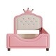 preview thumbnail 5 of 7, Cute Princess Twin Size Platform Bed with Upholstered Headboard