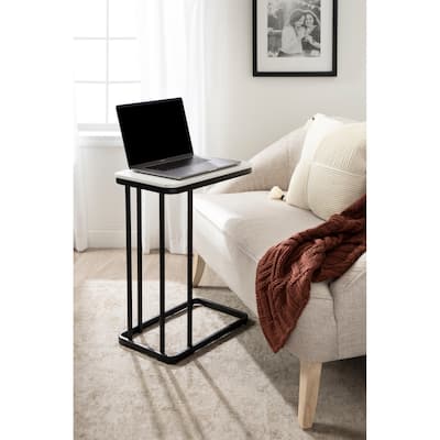 Kate and Laurel Credele Cultured Marble and Metal Accent C-Table