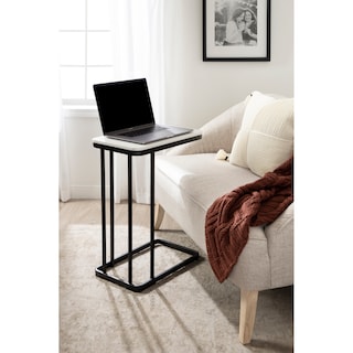 Kate and Laurel Credele Cultured Marble and Metal Accent C-Table