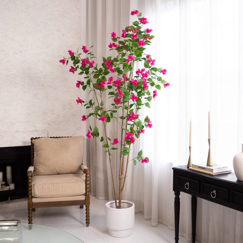Bougainvillea Artificial Potted Tree - 8' - Pink and Green