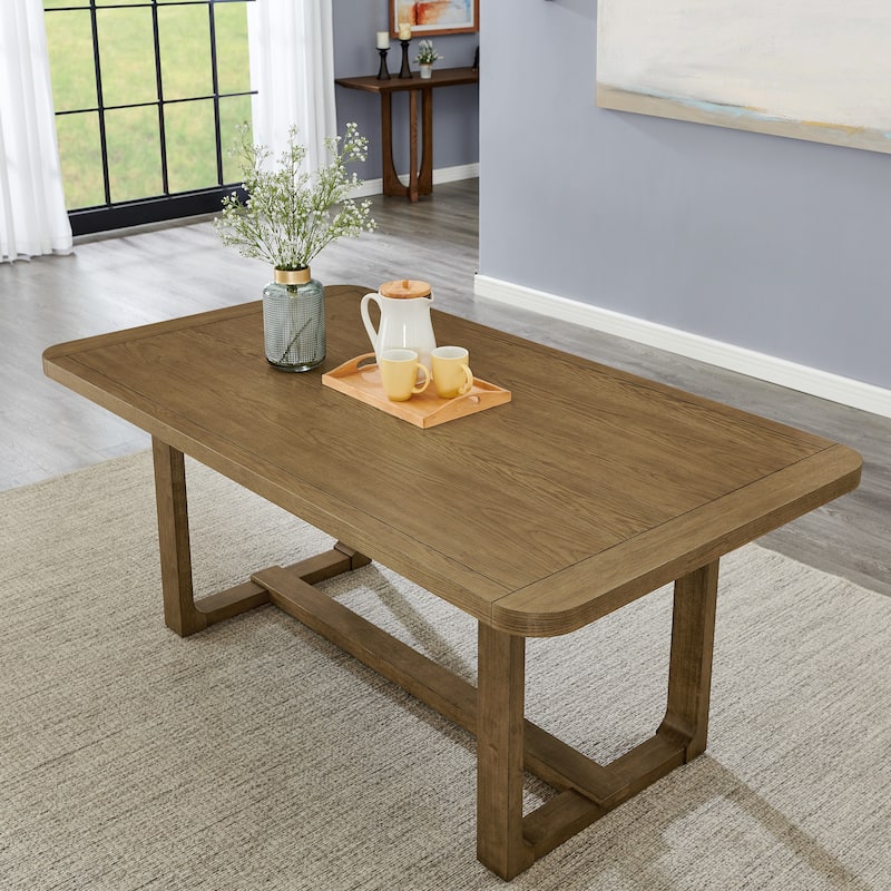 Roundhill Furniture Parker 7-Piece Dining Set, Light Oak