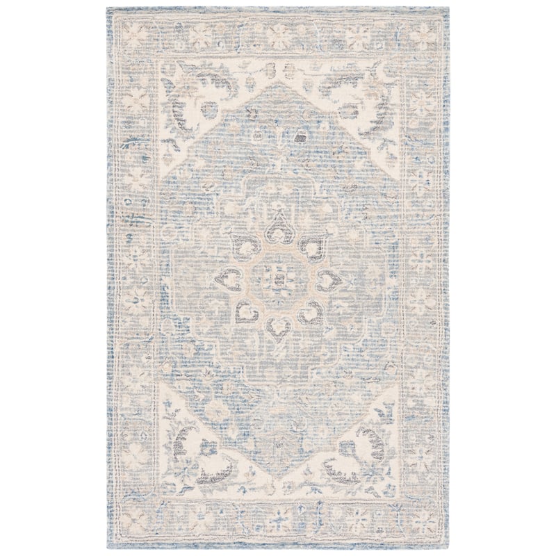 SAFAVIEH Handmade Metro Katli Oriental Wool Rug - 6' Square - Light Grey/Ivory