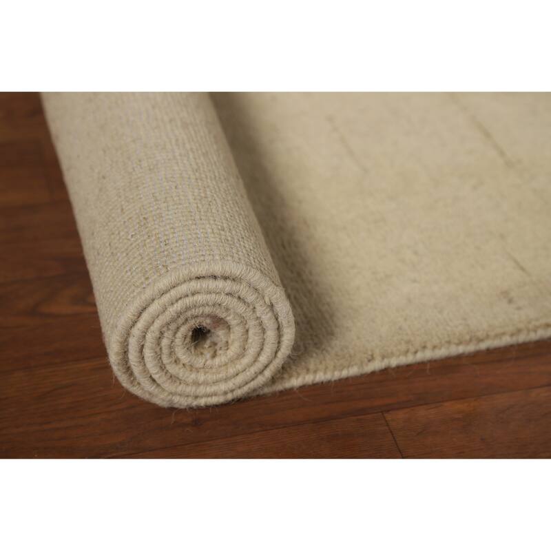 Solid Gabbeh Oriental Runner Rug Handmade Wool Carpet - 3'3"x 6'10"