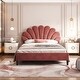 preview thumbnail 16 of 26, Full Platform Bed with Velvet Headboard, No Box Spring Needed Bean paste red - Full