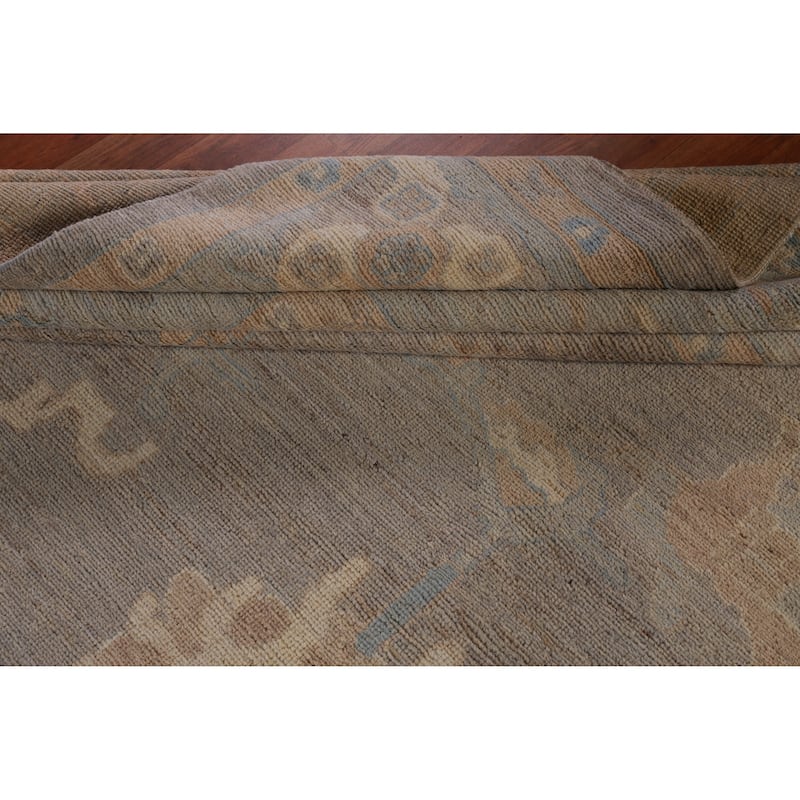 Hand Knotted Oriental 100% Wool Carpet Transitional All-Over Greys & Charcoal Oushak Area Rug - 13' 11'' X 10' 1''