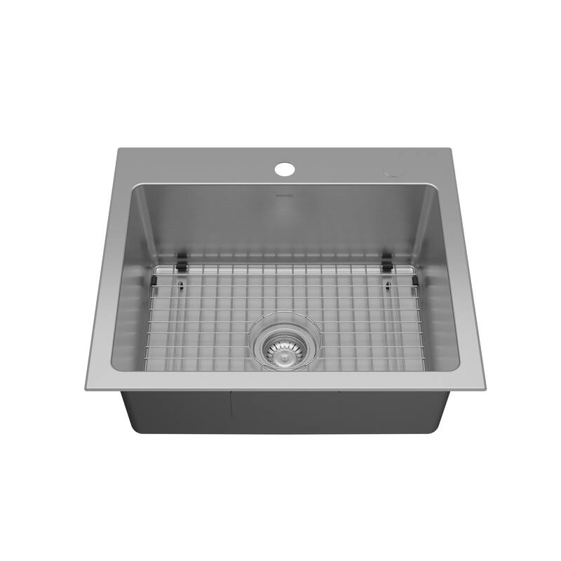 Karran Lansen 25" Top Mount 18 Gauge Single Bowl Stainless Steel Sink with Accessories - Stainless Steel