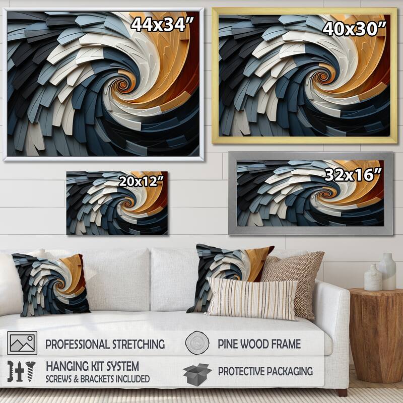 Designart "Geometric Spiral III" Abstract Spirals Framed Wall Decor