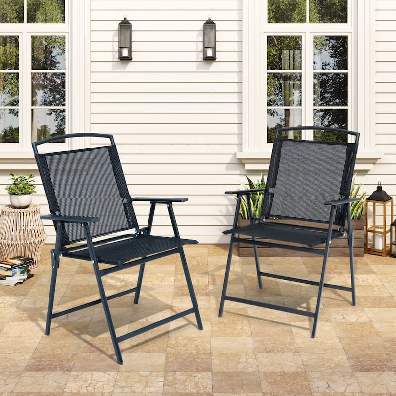 Outdoor Patio Portable Folding Chairs Club Chairs with Armrest - See Picture