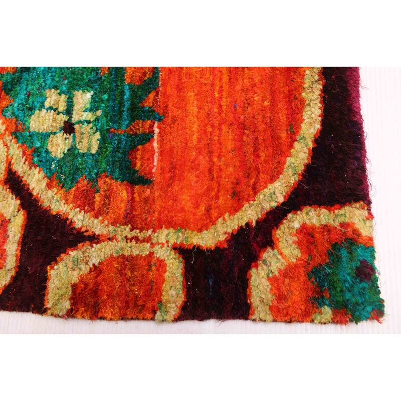 ECARPETGALLERY Hand-knotted Opulence Orange Silk, Wool Rug - 5'0 x 7'0