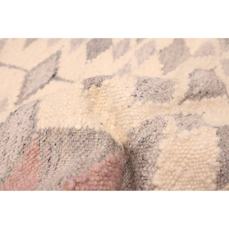 ECARPETGALLERY Flat-Weave Marrakech Cream Wool Kilim - 5'8 x 7'5