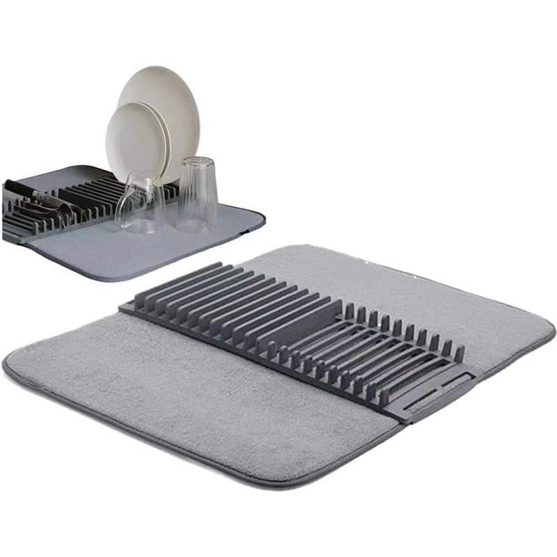 2pcs Rack and Microfiber Dish Drying Mat