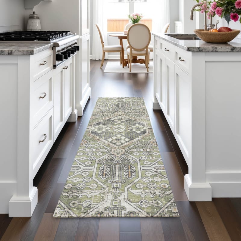 Machine Washable Indoor/Outdoor Traditional Eclectic Chantille Rug