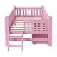 preview thumbnail 28 of 28, Bedroom Wood Twin Size Platform Bed with Both Sides Guardrail and 2 Storage Drawers, Kids Bed Frame with Slats Support