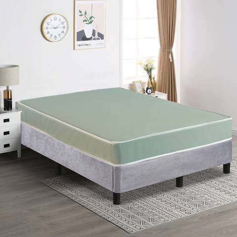 Onetan Mattress and Platfrom Bed Set, 9-Inch Vinyl Medium Tight Top Hybrid Mattress and 13" Wood Premium Platform Bed ,