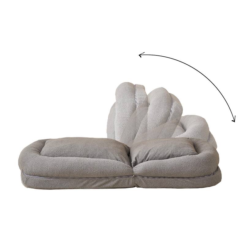 18 Sections Adjustable Triple Fold Down Sofa Bed, Adjustable Floor Couch Sofa with Pillow, Upholstered Floor Bed