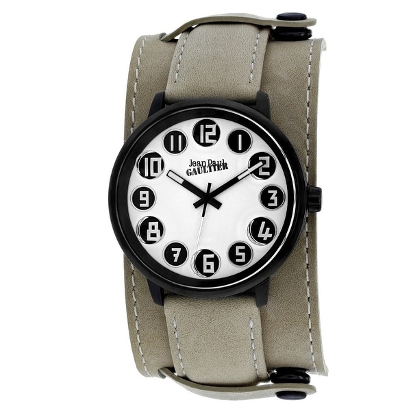 Jean Paul Gaultier Men's 8504702 'Decroche' Beige Leather Watch. Opens flyout.