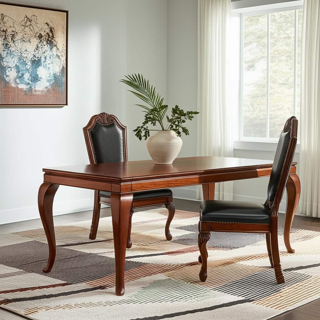 HomeRoots Set of Two Black and Redwood Upholstered Faux Leather And Solid Wood Dining Side Chairs