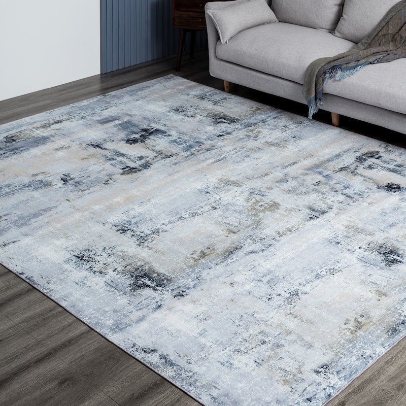 Abstract Grey/Blue Area Rug Bed Bath & Beyond 32043646