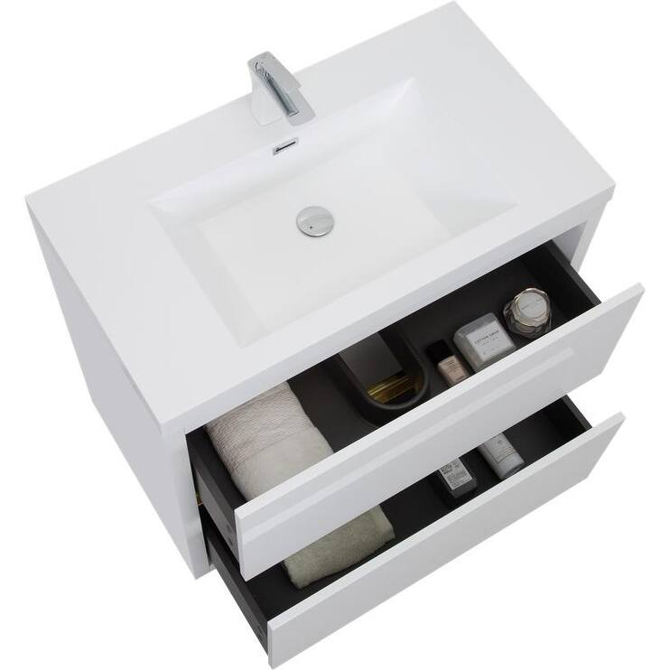 Abruzzo 36" Freestanding Bathroom Vanity with Stone Resin Sink and Two Soft Close Drawers