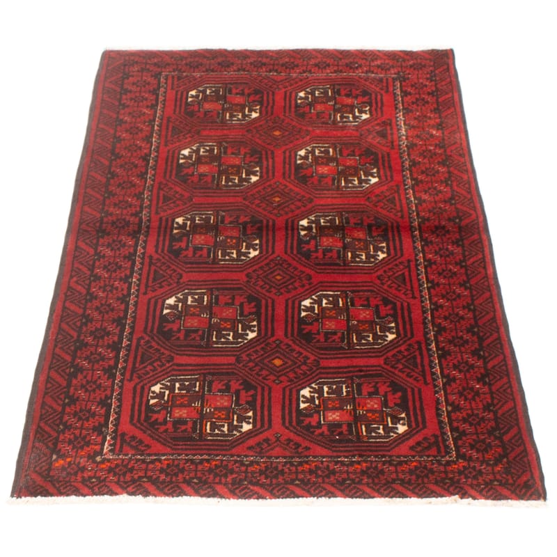 ECARPETGALLERY Hand-knotted Royal Baluch Red Wool Rug - 3'6 x 6'3