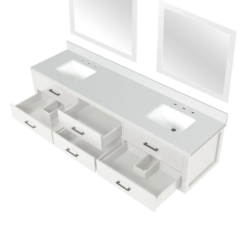 Castor 60 in W x 22 in D Black Double Bath Vanity, Cultured Marble Top, and 28 in Mirrors