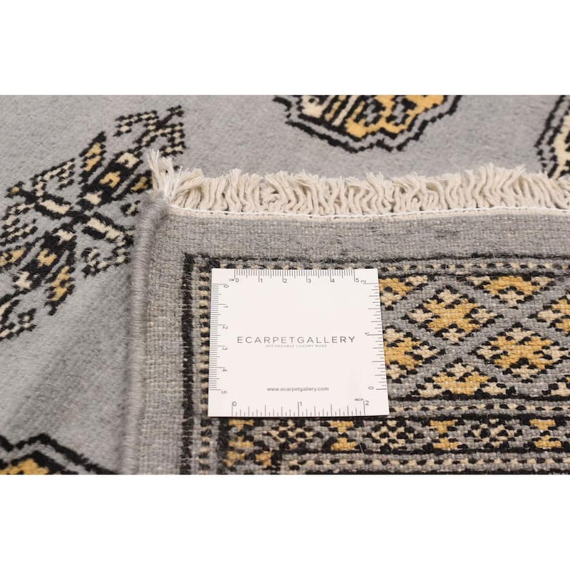 Finest Peshawar Bokhara Grey Rug 5'6" x 8'1" - 5'6 x 8'1