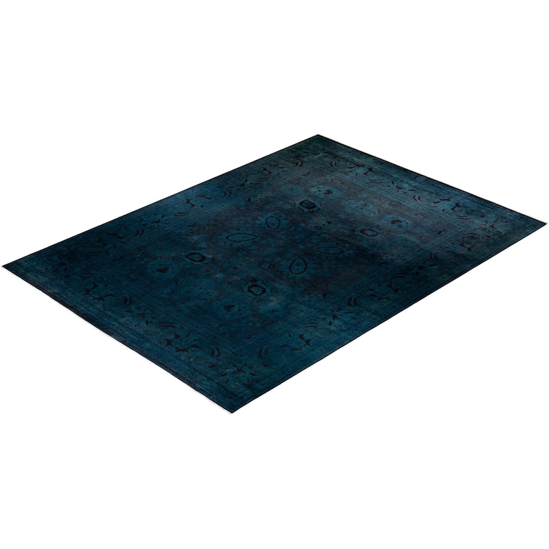 Overton Hand Knotted Wool Vintage Inspired Modern Contemporary Overdyed Charcoal Area Rug - 10' 2" x 13' 9"