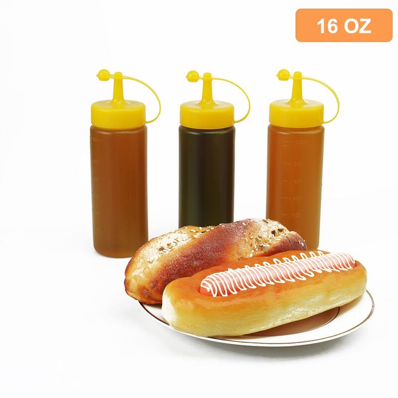 Plastic 16 Oz Condiment Squeeze Bottles with Cap Olive Oil Dispenser