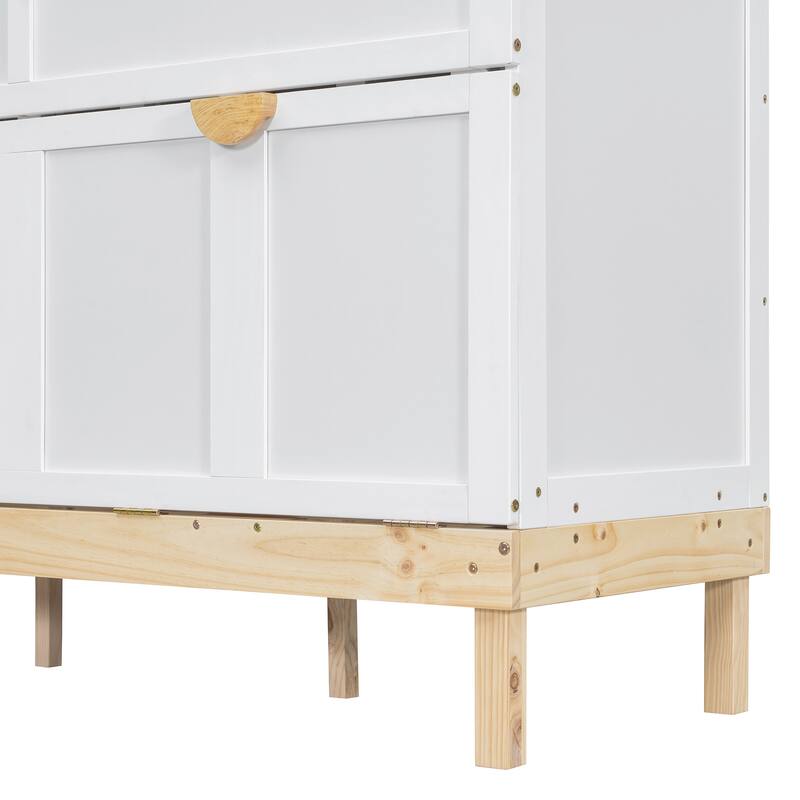 Space-Saving Queen Size Murphy Bed in White/Gray with Sturdy Pine Wood and MDF Construction